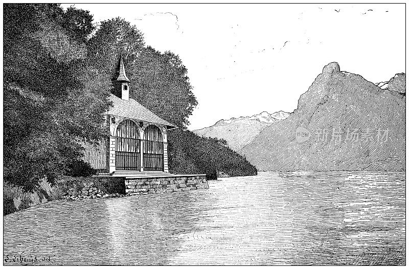 古董插图:Tellskapelle (Tell's chapel)